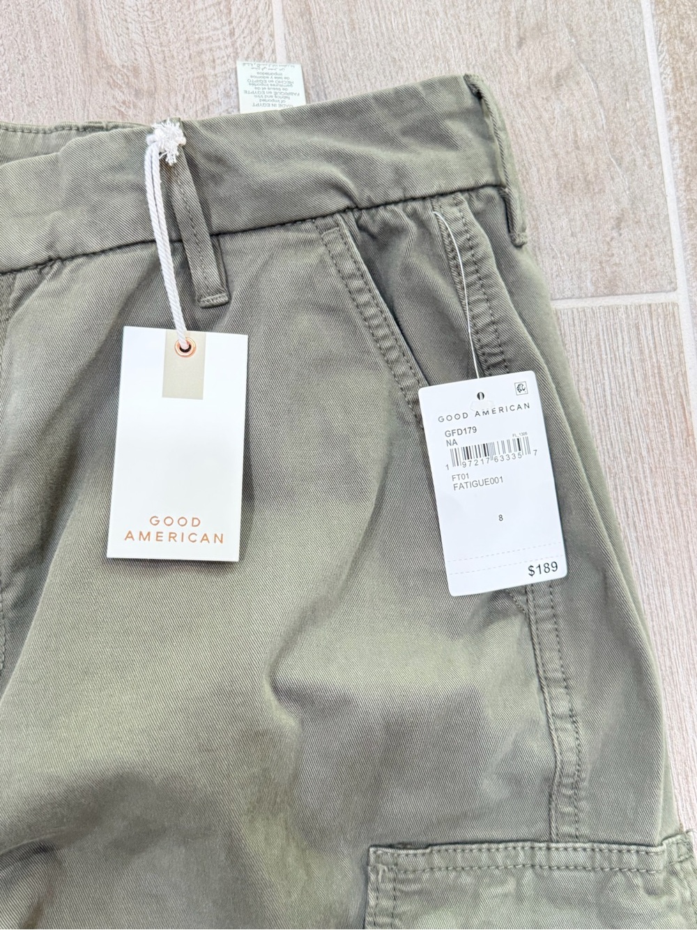 Good American Olive Green Wide-Leg Cargo Pants - Picture 2 of 8